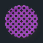 Schwarze Polka Punkte auf lila Pappteller<br><div class="desc">Schwarze Polka Punkte auf lila</div>