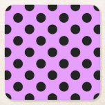 Schwarze Polka-Punkte auf Lila Rechteckiger Pappuntersetzer<br><div class="desc">Schwarze Polka-Punkte auf Lila</div>