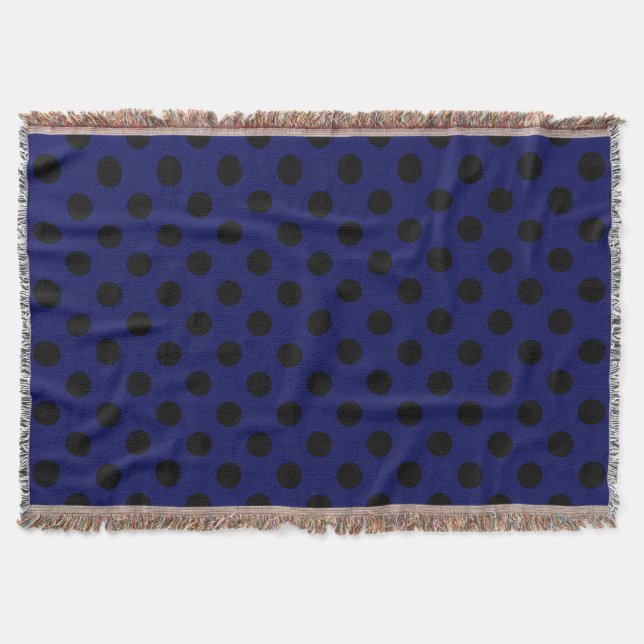 Schwarze Polka Punkte auf marineblau Decke (Vorderseite)