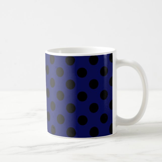 Schwarze Polka Punkte auf marineblau Kaffeetasse (Rechts)
