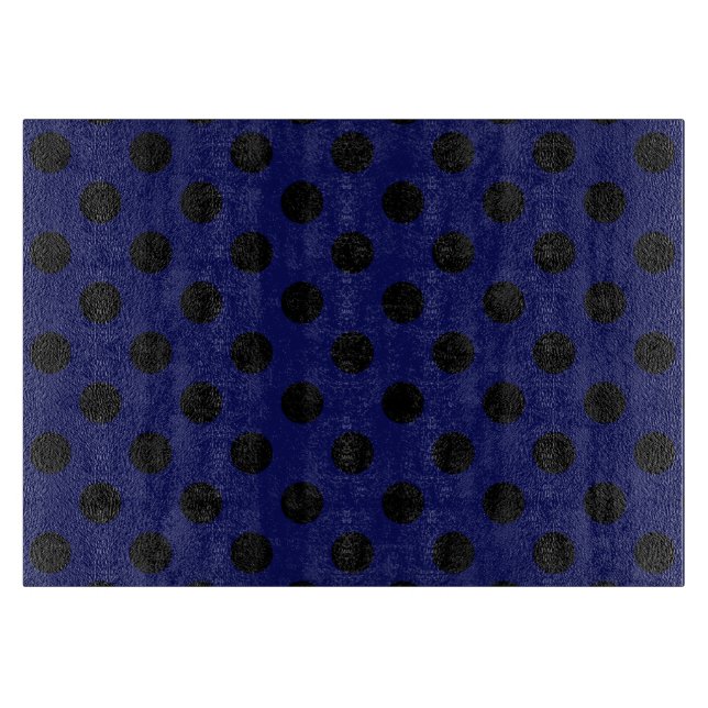 Schwarze Polka Punkte auf marineblau Schneidebrett (Vorderseite)