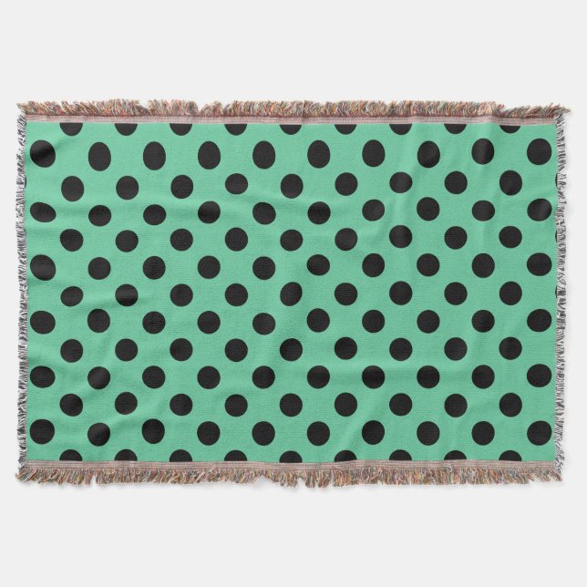 Schwarze Polka Punkte auf Minzgrün Decke (Vorderseite)