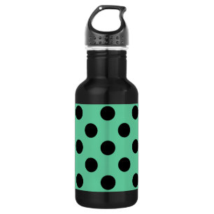 Schwarze Polka Punkte auf Minzgrün Edelstahlflasche