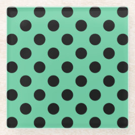 Schwarze Polka Punkte auf Minzgrün Glasuntersetzer