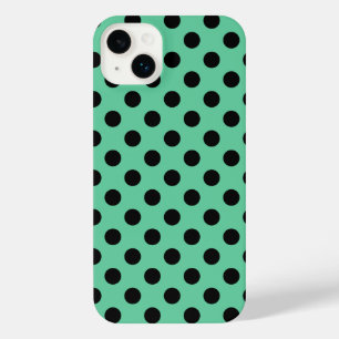 Schwarze Polka Punkte auf Minzgrün iPhone 14 Plus Hülle