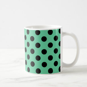 Schwarze Polka Punkte auf Minzgrün Kaffeetasse
