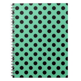 Schwarze Polka Punkte auf Minzgrün Notizblock