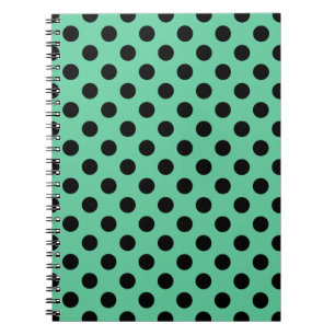 Schwarze Polka Punkte auf Minzgrün Notizblock