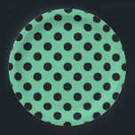 Schwarze Polka Punkte auf Minzgrün Pappteller<br><div class="desc">Schwarze Polka Punkte auf Minzgrün</div>