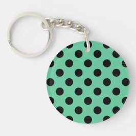 Schwarze Polka Punkte auf Minzgrün Schlüsselanhänger