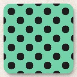 Schwarze Polka Punkte auf Minzgrün Untersetzer