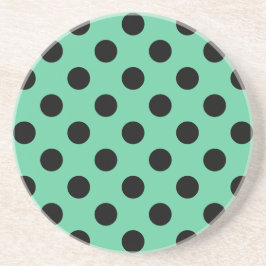 Schwarze Polka Punkte auf Minzgrün Untersetzer