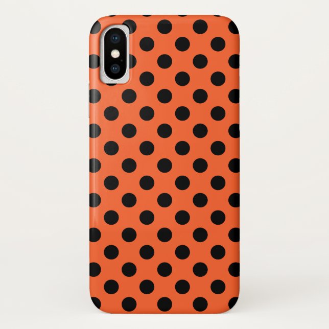 Schwarze Polka-Punkte auf Orange Case-Mate iPhone Hülle (Rückseite)
