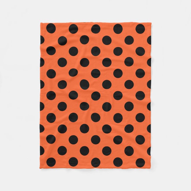 Schwarze Polka-Punkte auf Orange Fleecedecke (Vorderseite)