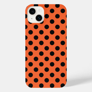 Schwarze Polka-Punkte auf Orange iPhone 14 Plus Hülle