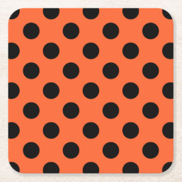 Schwarze Polka-Punkte auf Orange Rechteckiger Pappuntersetzer