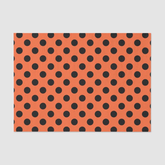Schwarze Polka-Punkte auf Orange Seidenpapier (Vorderseite)