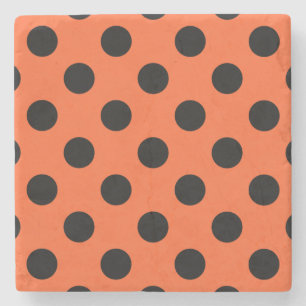 Schwarze Polka-Punkte auf Orange Steinuntersetzer
