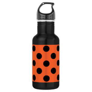 Schwarze Polka-Punkte auf Orange Trinkflasche