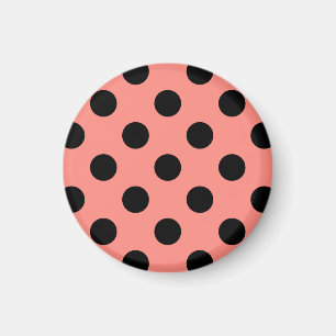 Schwarze Polka-Punkte auf Pfirsich Magnet