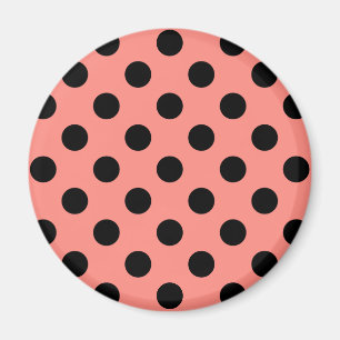 Schwarze Polka-Punkte auf Pfirsich Magnet