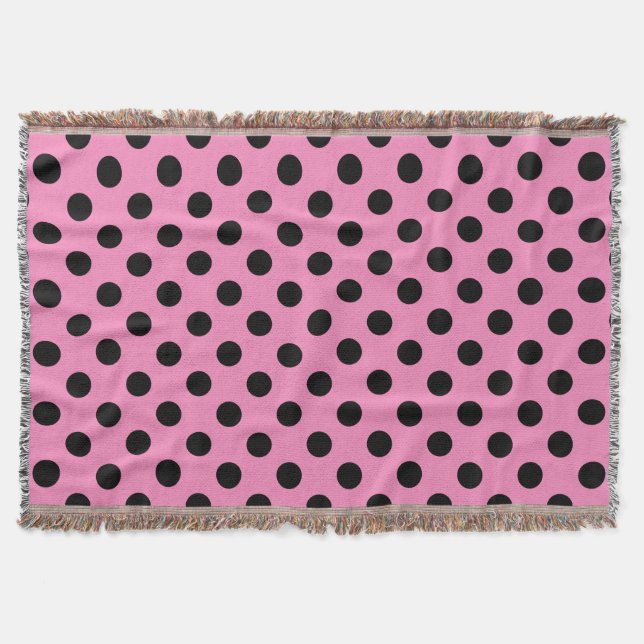 Schwarze Polka-Punkte auf Rosa Decke (Vorderseite)