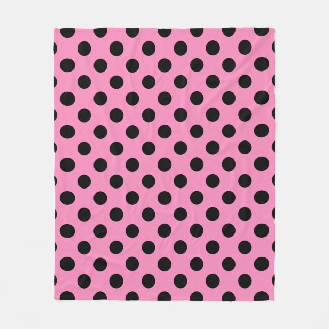 Schwarze Polka-Punkte auf Rosa Fleecedecke (Vorderseite)