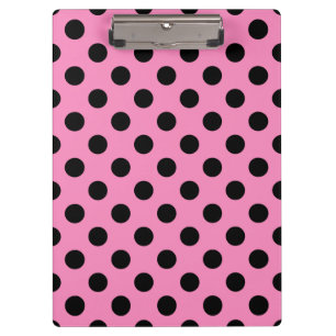 Schwarze Polka-Punkte auf Rosa Klemmbrett