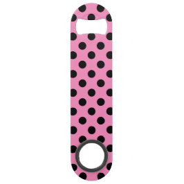 Schwarze Polka-Punkte auf Rosa Speed Flaschenöffner