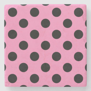 Schwarze Polka-Punkte auf Rosa Steinuntersetzer