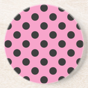 Schwarze Polka-Punkte auf Rosa Untersetzer