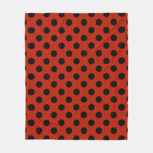 Schwarze Polka Punkte auf rot Fleecedecke