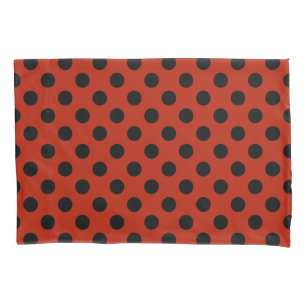 Schwarze Polka Punkte auf rot Kissenbezug