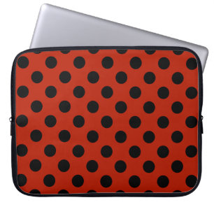 Schwarze Polka Punkte auf rot Laptopschutzhülle