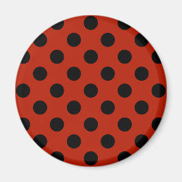 Schwarze Polka Punkte auf rot Magnet