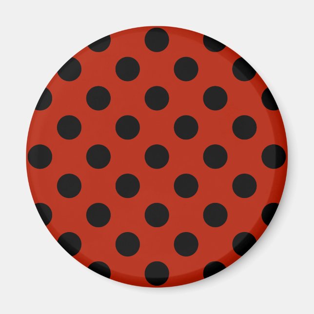 Schwarze Polka Punkte auf rot Magnet (Vorne)