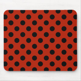 Schwarze Polka Punkte auf rot Mousepad
