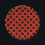 Schwarze Polka Punkte auf rot Pappteller<br><div class="desc">Schwarze Polka Punkte auf rot</div>