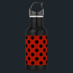 Schwarze Polka Punkte auf rot Trinkflasche<br><div class="desc">Schwarze Polka Punkte auf rot</div>