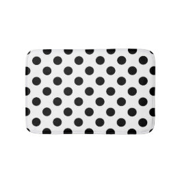 Schwarze Polka Punkte auf weiß Badematte