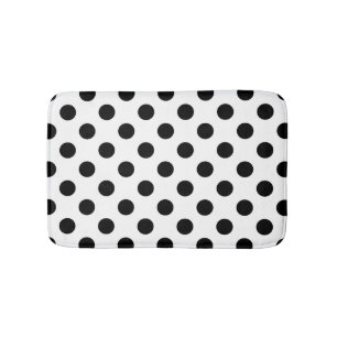 Schwarze Polka Punkte auf weiß Badematte