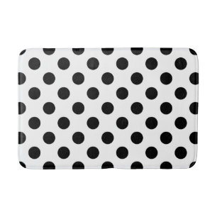 Schwarze Polka Punkte auf weiß Badematte