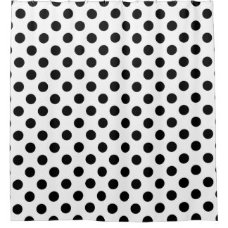 Schwarze Polka Punkte auf weiß Duschvorhang