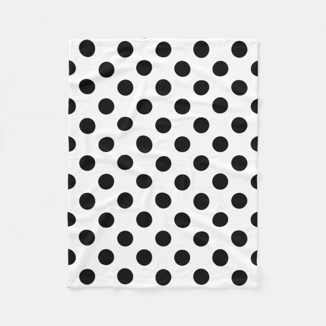 Schwarze Polka Punkte auf weiß Fleecedecke (Vorderseite)