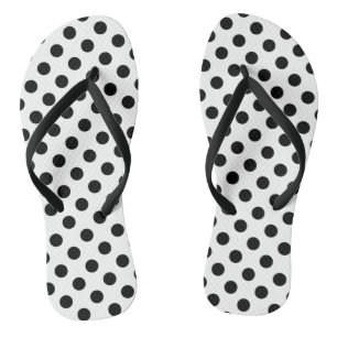 Schwarze Polka Punkte auf weiß Flip Flops