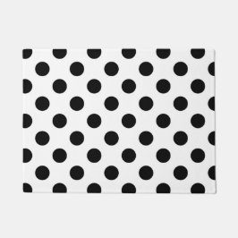 Schwarze Polka Punkte auf weiß Fußmatte