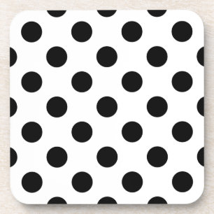 Schwarze Polka Punkte auf weiß Getränkeuntersetzer