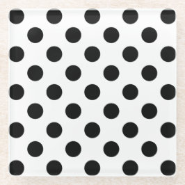 Schwarze Polka Punkte auf weiß Glasuntersetzer
