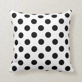Schwarze Polka Punkte auf weiß Kissen