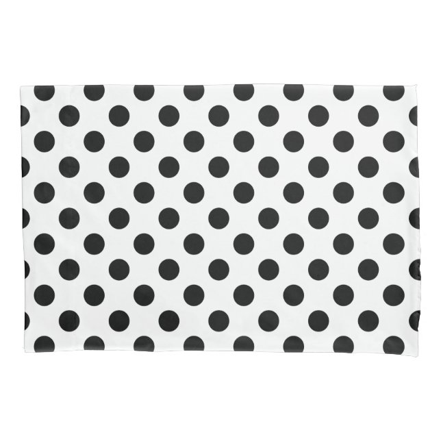 Schwarze Polka Punkte auf weiß Kissenbezug (Vorderseite)